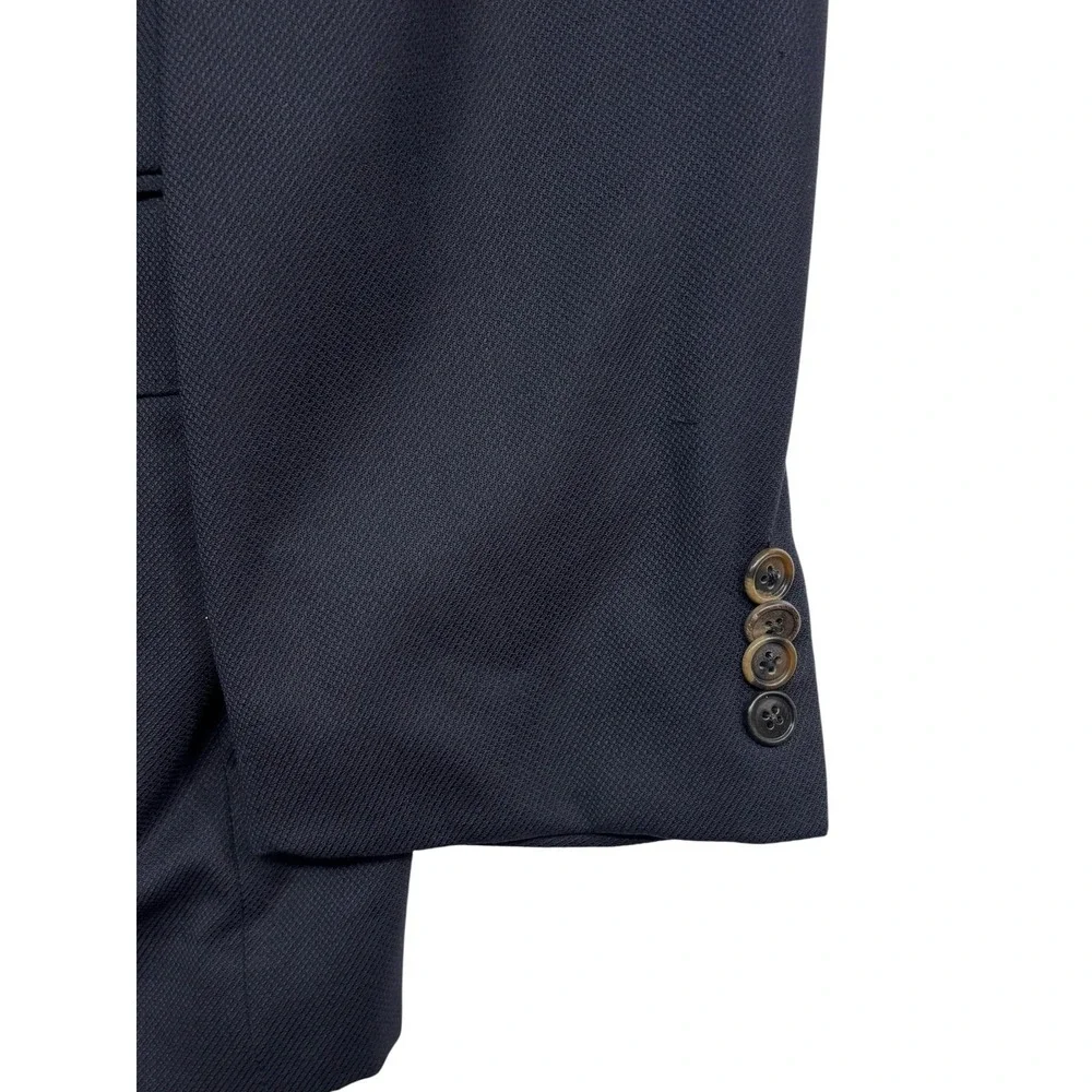 Ermenegildo Zegna 58 48R Navy Blue Cool Effect Hopsack Blazer Jacket Sport Coat
